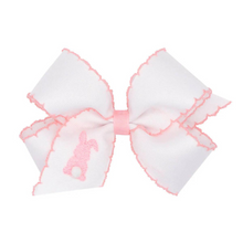  King White Embroidered Bunny Moonstitch Bow