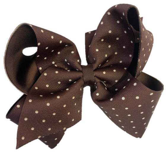 King Dot Print Crosgrain Bow- Coffee