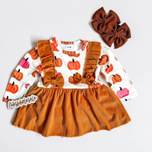  Corduroy Pumpkin Ruffle Romper