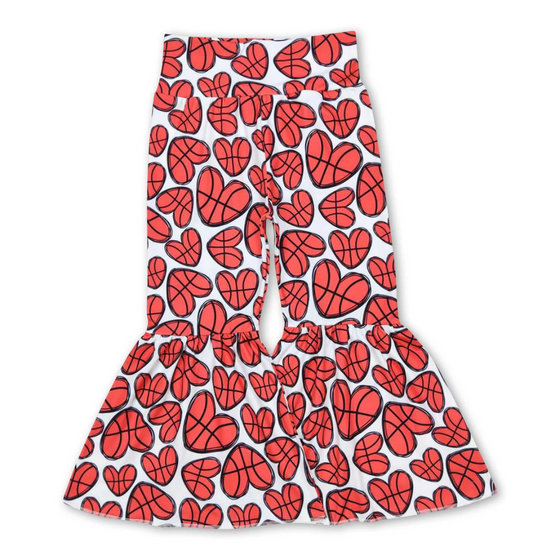 Heart Basketball Girls Bell Bottom Pants