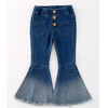 Deep Blue Spray Dyeing Bell-Bottom Denim Jeans