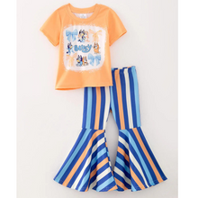  Girls Bluey Print Top + Bell Bottom Pants Outfit