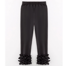  Milk Silk Ruffled Solid Color Pants - Black