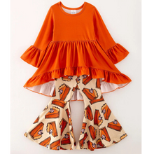  Thanksgiving Orange Long Sleeve Bell Bottom Set