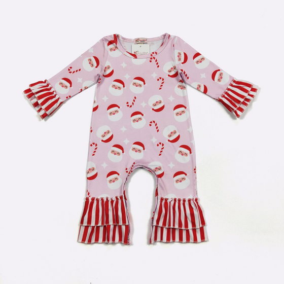 Candy Cane Claus Baby Romper