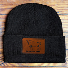  "Raised in a Barn" Kid Beanie Hat- Black