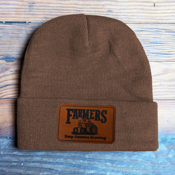 "Farmers Keep America Growing" Kid Beanie Hat- Caramel