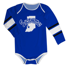  ISU Stripes Blue Long Sleeve Onesie