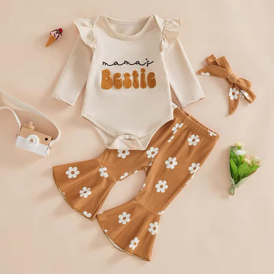 Mama's Little Bestie 3-piece Flare Pant Set