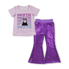  Short Sleeves Purple Sequin Pants Swiftie Outfit