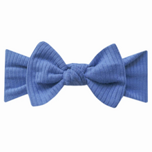  Rib Knit Headband Bow- Indigo