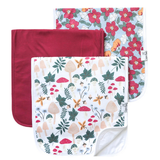 Set of Three Premium Burp Cloths- Ivy