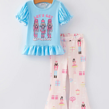  Nutcracker Print Blue Outfit Set