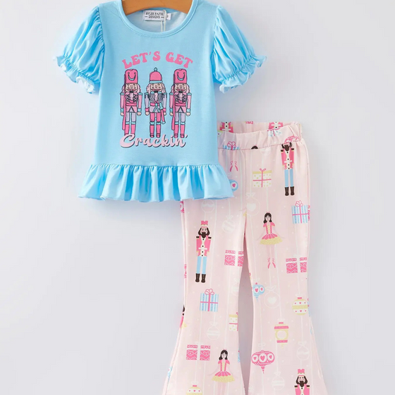 Nutcracker Print Blue Outfit Set