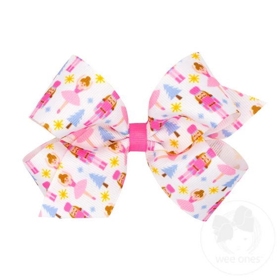 Medium Christmas Print Bows- Nutcracker