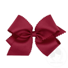  King Grosgrain Hair Bow Scalloped Edge-Cranberry