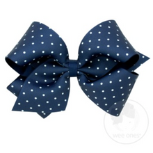  Medium Tiny Dot/Grosgrain Overlay Bow- Navy