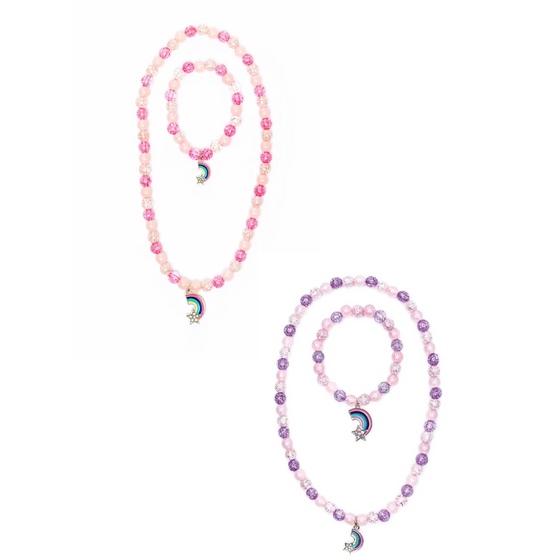 Purple Rainbow Necklace & bracelet Set