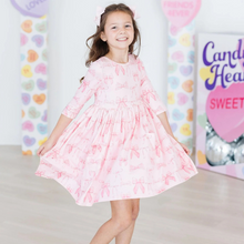  Blushing Bows 3/4 SleeveTwirl Dress