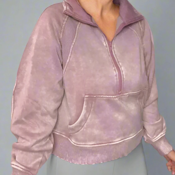 Light Rose Acid Wash Pullover