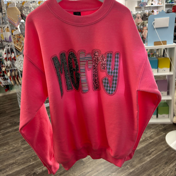 Hot Pink Merry Crewneck