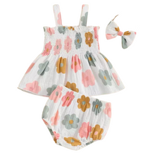  Sleeveless Daisy Print Shirt + Pant + Bow