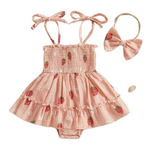  Pink Strawberry Babydoll Romper