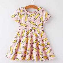  Back to School Pencil Print Girls Dress