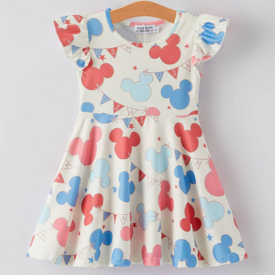 Mouse Printed Fourth of July Dress