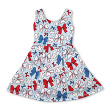  Red/Blue Bow Baseball Romper