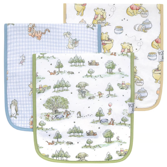 Set of Three Premium Burp Cloth - Hundred Acre Wood