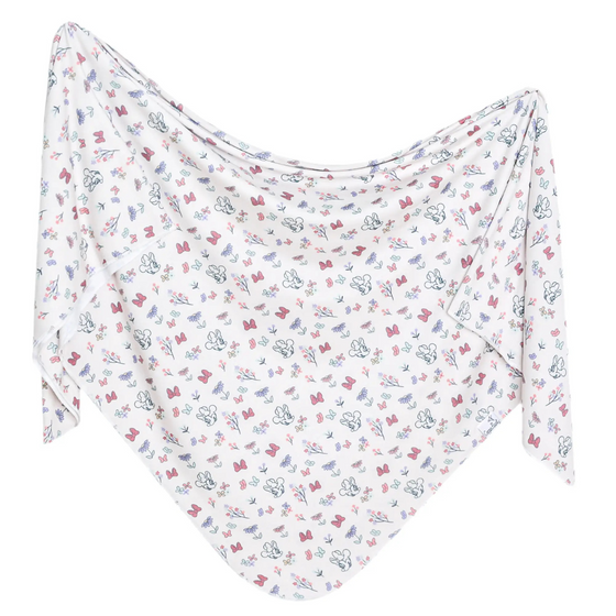 Knit Swaddle Blanket -Minnie Mouse Bowquet