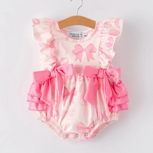  Pink Bow Ruffle Romper