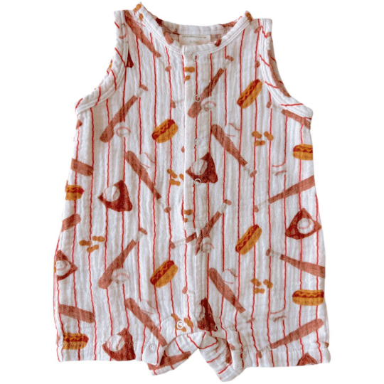 Muslin Shortie Romper, Baseball Game