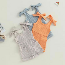  Orange Sleeveless Ribbed Romper