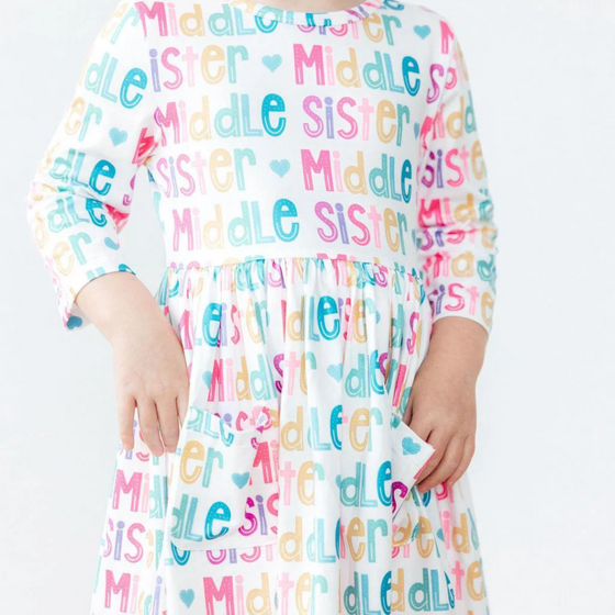 Middle Sister 3/4 Pocket Sleeve Twirl Dress