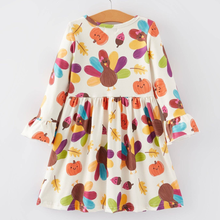  Thanksgiving Turkey Print Girls Dress