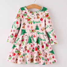  Winter Christmas Character Print Girls Dress