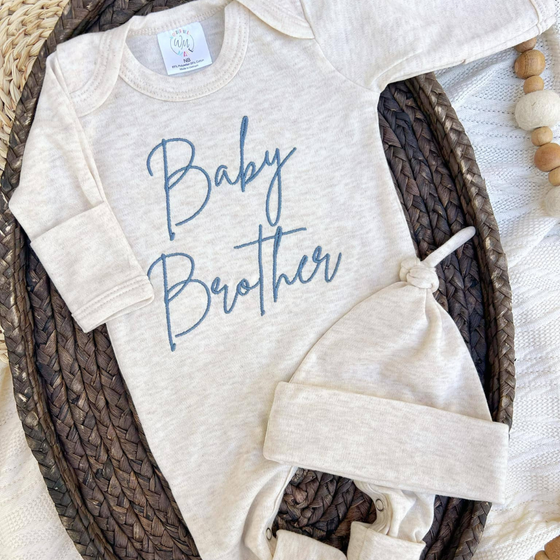 Baby Brother Blue Romper and hat set