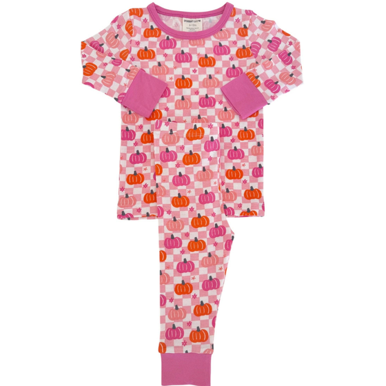 Long Sleeve 2-Piece Set, Pumpkin Checkerboard Pink