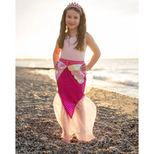  Mermaid Glimmer Skirt Set with Headband Pink