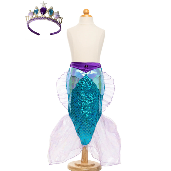 Mermaid Glimmer Skirt Set with Headband Purple/Blue