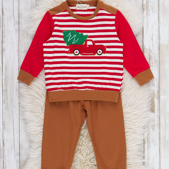 Farmhouse Striped Truck Outfit