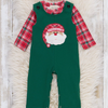 Sleepy Santa Embroidered Overall Romper Set