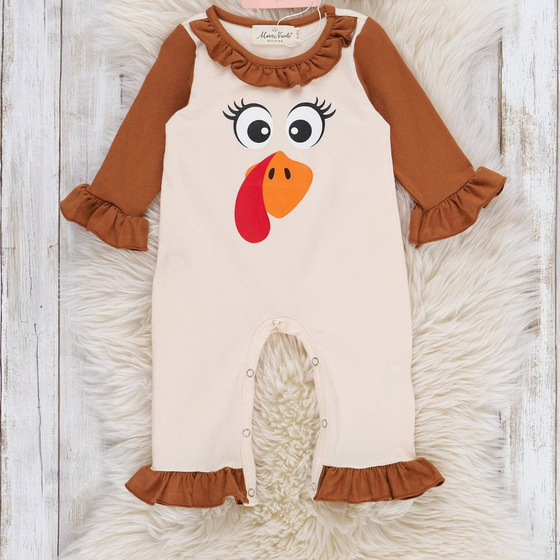 Turkey Time Baby Ruffle Romper: 0/3MOS