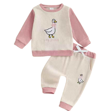  2-Piece Silly Goose Waffle Knit Color Block Lounge Set