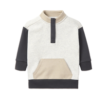  Colorblock Mockneck Pullover- Stone Grey