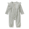 Organic Cotton Baby Girl Thermal Jumpsuit: Blue Gray