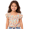 Fashion Top w/ Tie-Front: Lime Red Floral