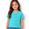 Ribbed Knit Fashion Top w/ Bows: Turquoise